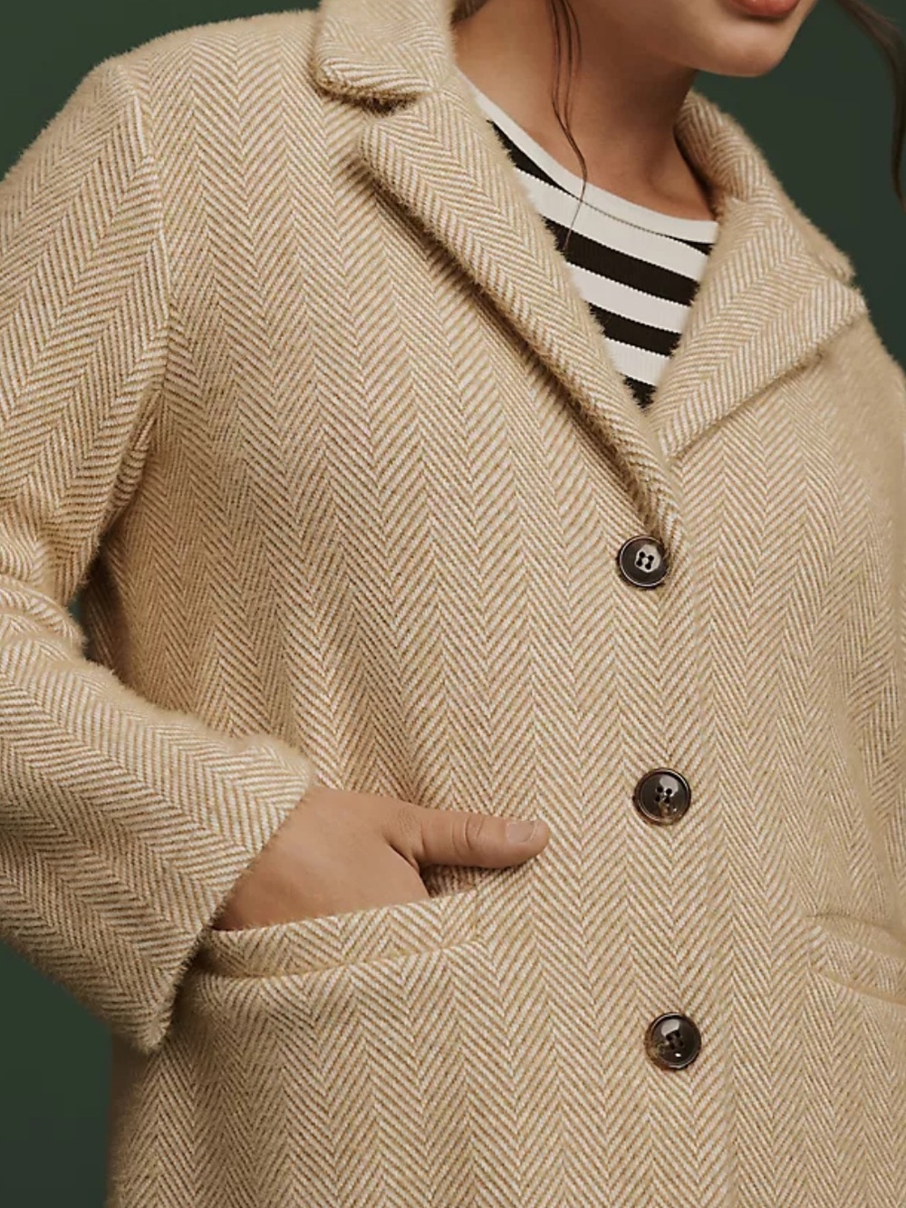 SANCTUARY X ANTHROPOLOGIE Women's XS Hometown Fuzzy Knit Coat Ivory Chevron